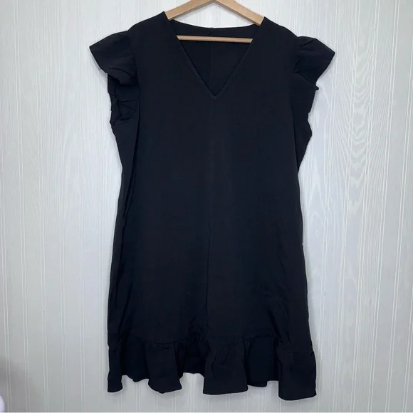 Black flutter sleeve shift style dress NWT! Size XL - Picture 3 of 8